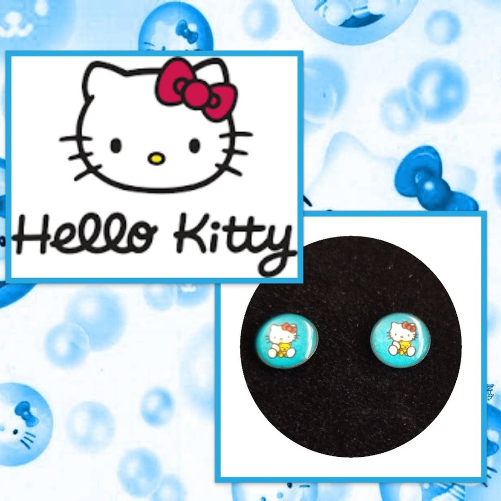 New Hello Kitty Stud Earrings Blue